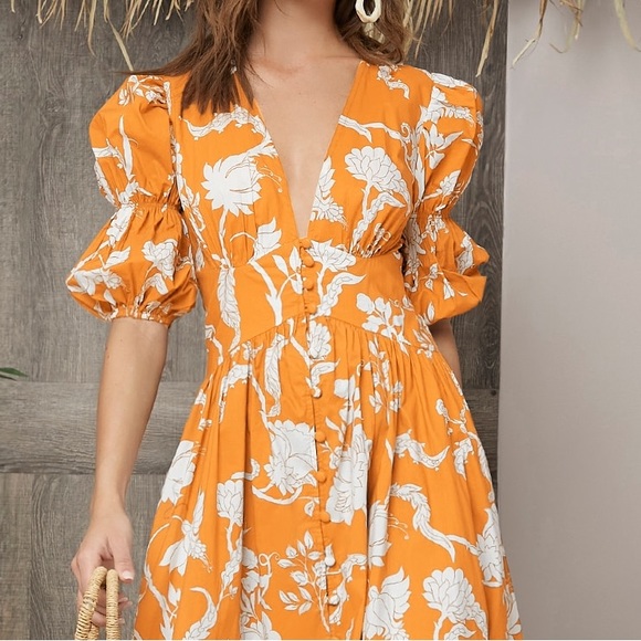 SHEIN Gathered Sleeve Button Front Floral Dress - Picture 3 of 11